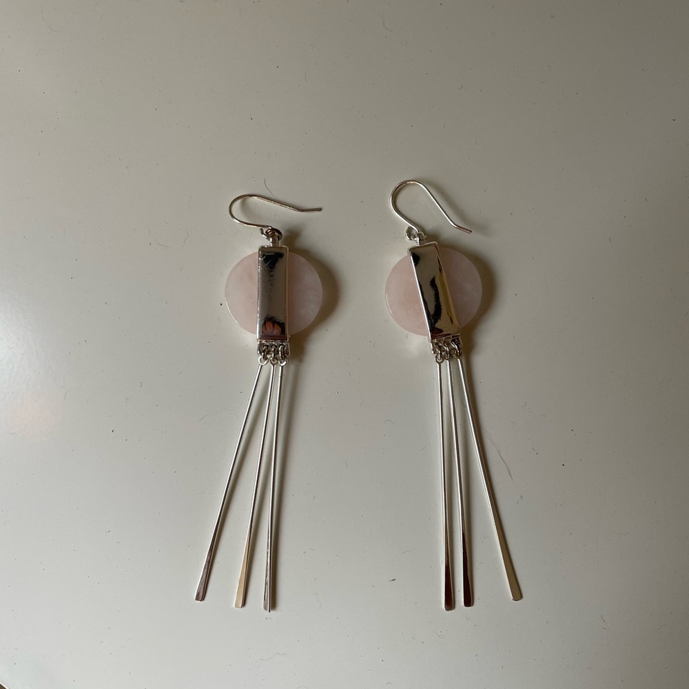 Rose Quartz Silver Earrings